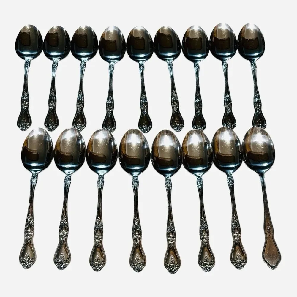 66 Piece Rogers Rose Pattern Stainless Flatware Silverware Korea Service 9-12